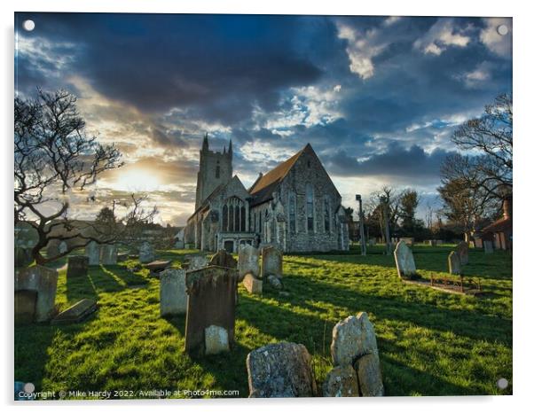 All Saints Magical and Moody church at Lydd Acrylic by Mike Hardy