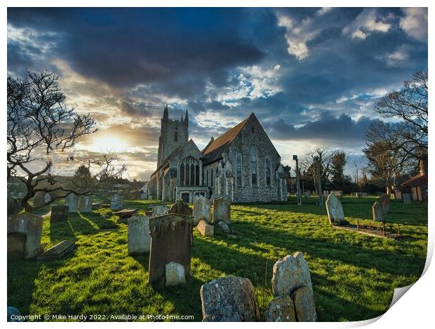 All Saints Magical and Moody church at Lydd Print by Mike Hardy