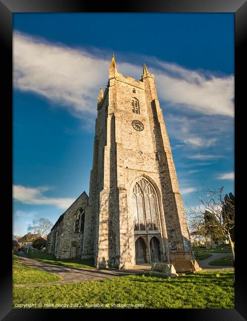 Imposing Clock Tower of the All Saints Church, Lydd, Romney Marsh Framed Print by Mike Hardy