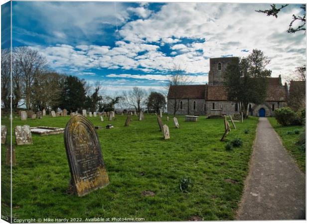 St. Stephens Church and Churchyard LYMPNE Romney Marsh Canvas Print by Mike Hardy