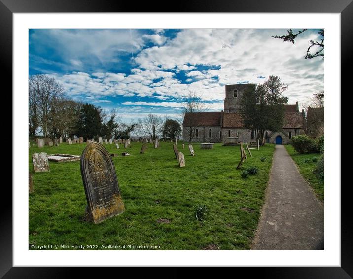 St. Stephens Church and Churchyard LYMPNE Romney Marsh Framed Mounted Print by Mike Hardy