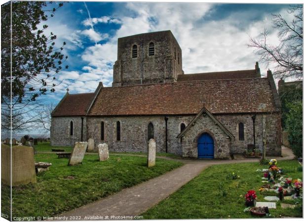 St. Stephen's church Lympne Canvas Print by Mike Hardy