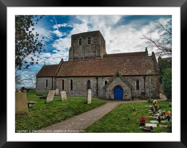 St. Stephen's church Lympne Framed Mounted Print by Mike Hardy