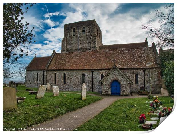 St. Stephen's church Lympne Print by Mike Hardy