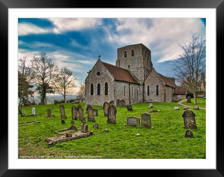 St Stephens Rear View of Lympne Medieval Church Framed Mounted Print by Mike Hardy