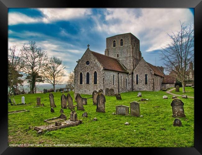 St Stephens Rear View of Lympne Medieval Church Framed Print by Mike Hardy
