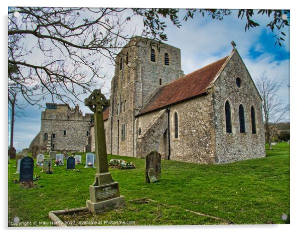 St Stephens Church at Lympne Acrylic by Mike Hardy