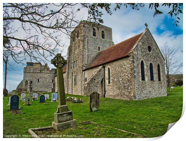 St Stephens Church at Lympne Print by Mike Hardy