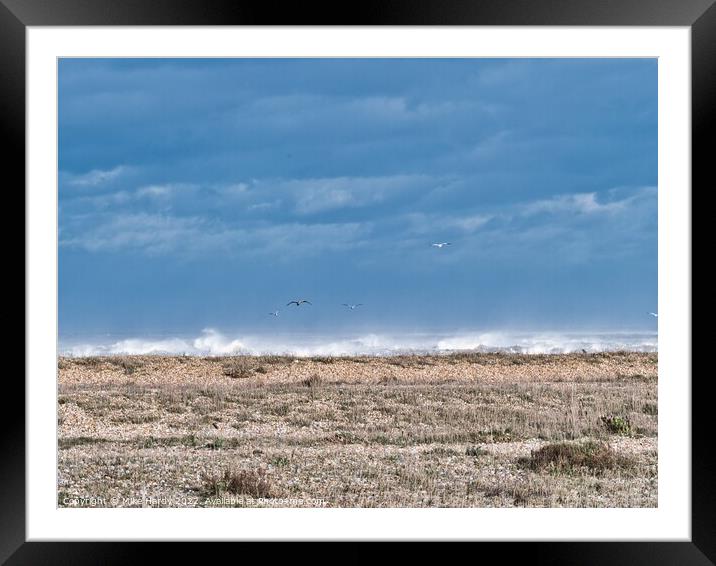 Storm Eunice on Lydd on Sea Beach, Romney Marsh Ke Framed Mounted Print by Mike Hardy