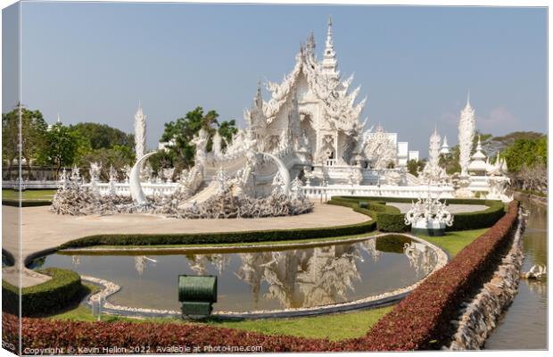 Wat Rung Khun or the White Temple, Canvas Print by Kevin Hellon