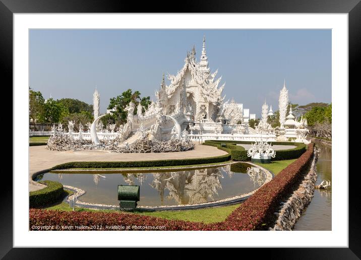 Wat Rung Khun or the White Temple, Framed Mounted Print by Kevin Hellon