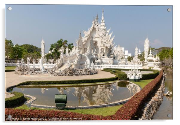 Wat Rung Khun or the White Temple, Acrylic by Kevin Hellon