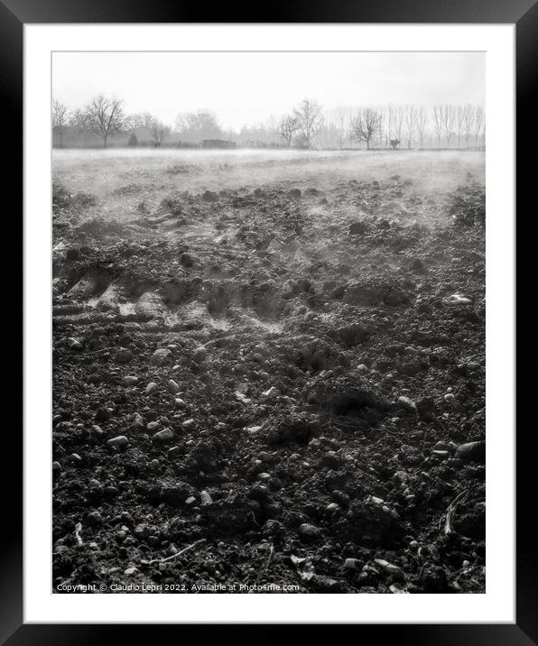 The awakening of the land in March _ monochrome Framed Mounted Print by Claudio Lepri