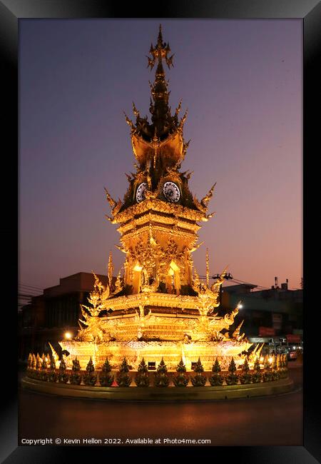 The ClockTower at dusk, Chiang Rai, Thailand Framed Print by Kevin Hellon