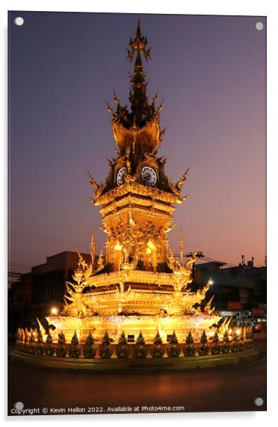 The ClockTower at dusk, Chiang Rai, Thailand Acrylic by Kevin Hellon