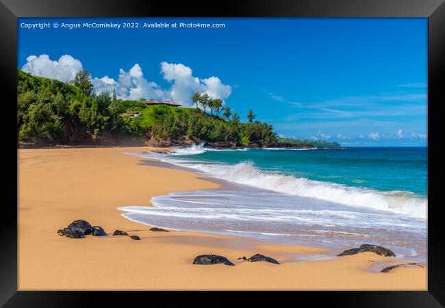 Secret Beach on Kauai Island in Hawaii Framed Print by Angus McComiskey