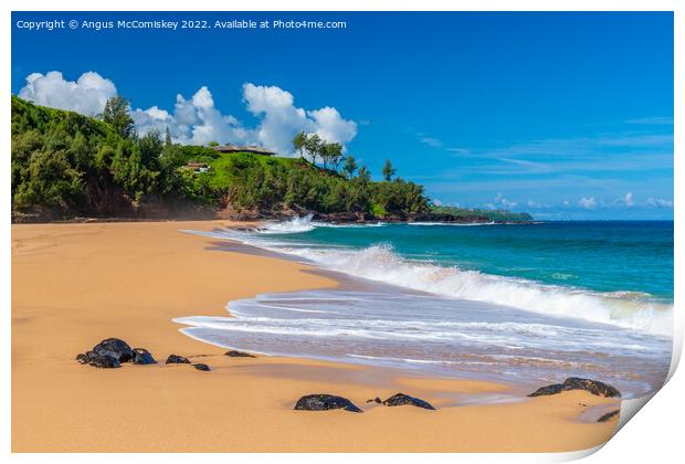Secret Beach on Kauai Island in Hawaii Print by Angus McComiskey