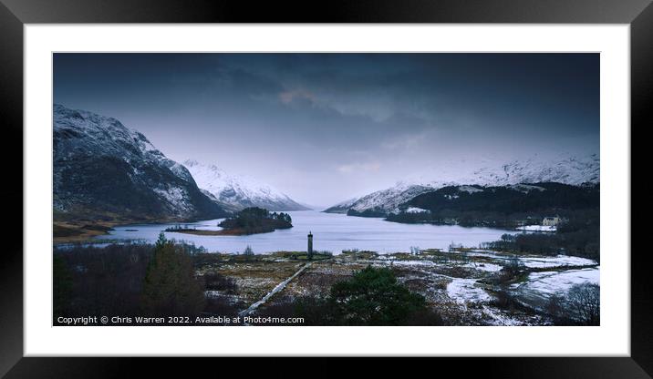 Glenfinnan Monument Loch Shiel Scotland in winter Framed Mounted Print by Chris Warren