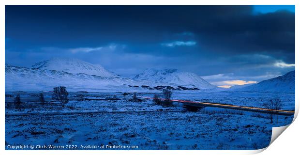 Winter on Rannoch Moor Glen Coe Scotland  Print by Chris Warren
