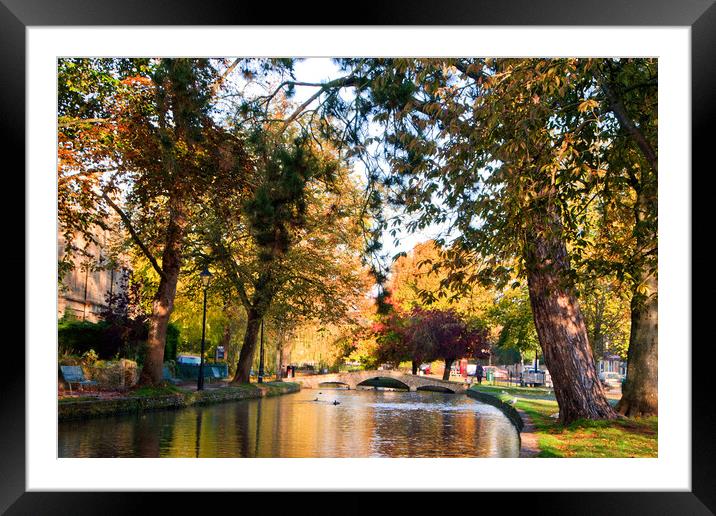 Bourton on the Water Autumn Trees Cotswolds Framed Mounted Print by Andy Evans Photos