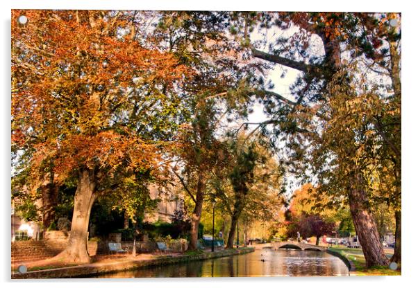 Bourton on the Water Autumn Trees Cotswolds Acrylic by Andy Evans Photos