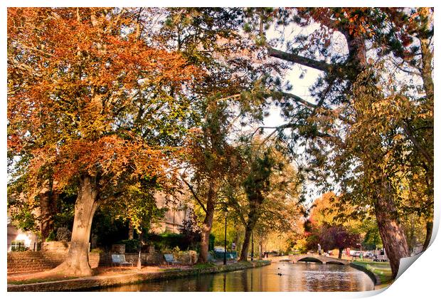 Bourton on the Water Autumn Trees Cotswolds Print by Andy Evans Photos