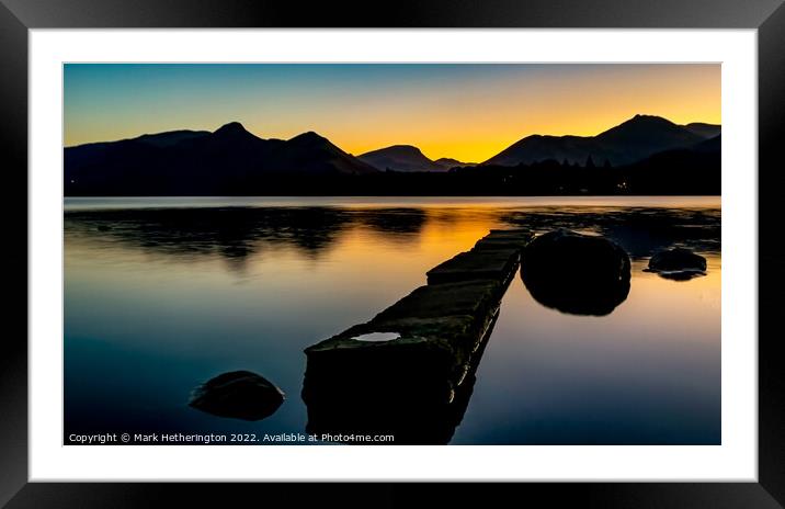 Sunset at Isthmus Bay Derwentwater The Lake District Framed Mounted Print by Mark Hetherington