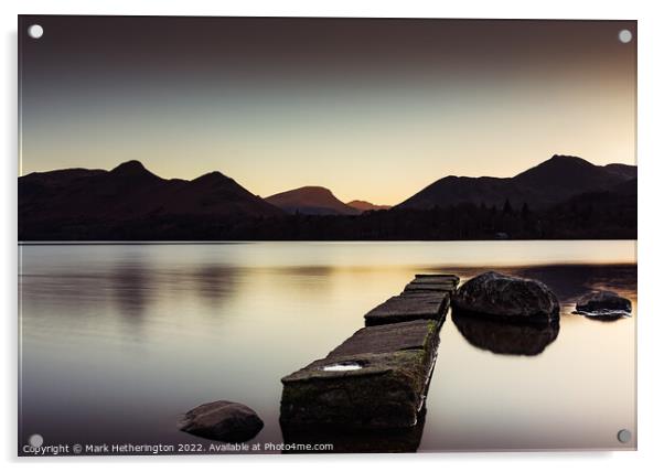 Serene evening at Isthmus Bay Derwentwater, The Lake District Acrylic by Mark Hetherington