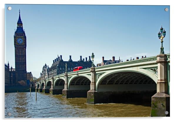Westminster Bridge and Big Ben Acrylic by Joyce Storey