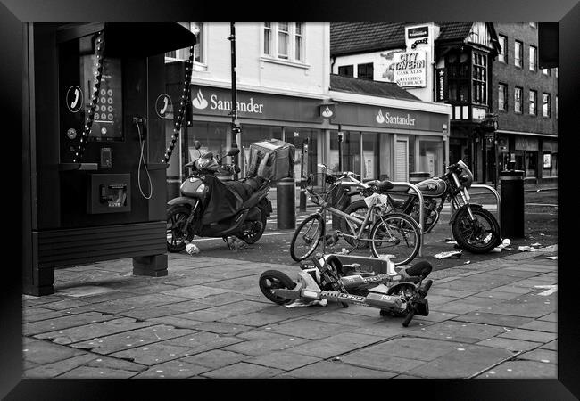 Abandoned Scooters, Newcastle Framed Print by Rob Cole