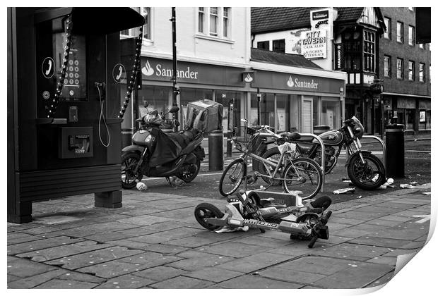Abandoned Scooters, Newcastle Print by Rob Cole