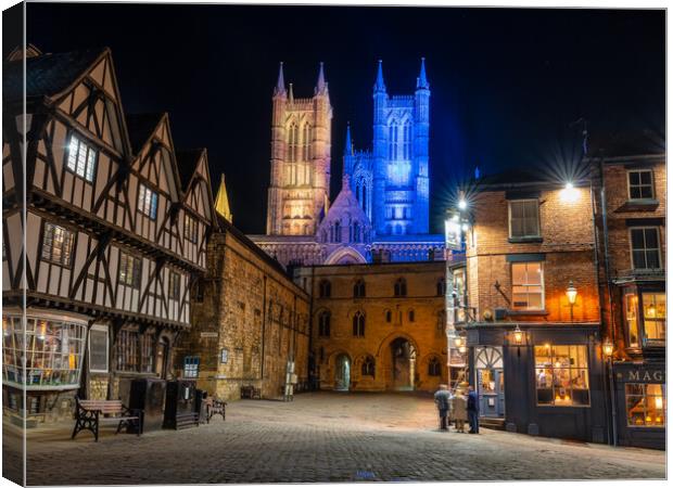 Lincoln Cathedral - Blue and Yellow Canvas Print by Andrew Scott