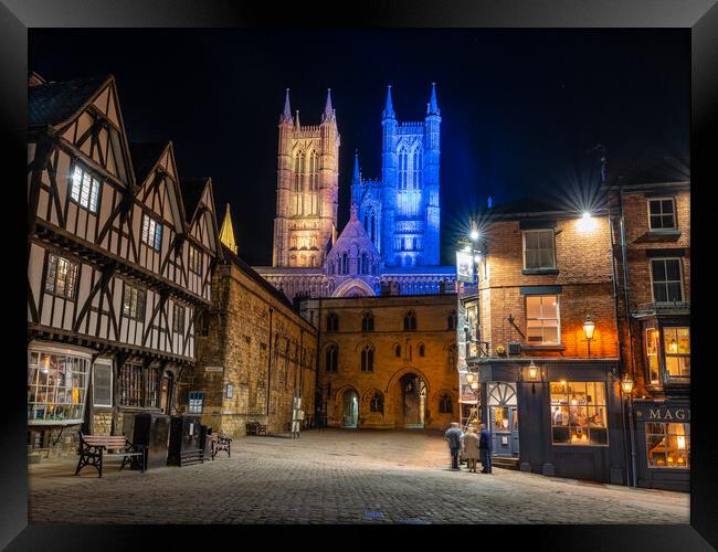 Lincoln Cathedral - Blue and Yellow Framed Print by Andrew Scott