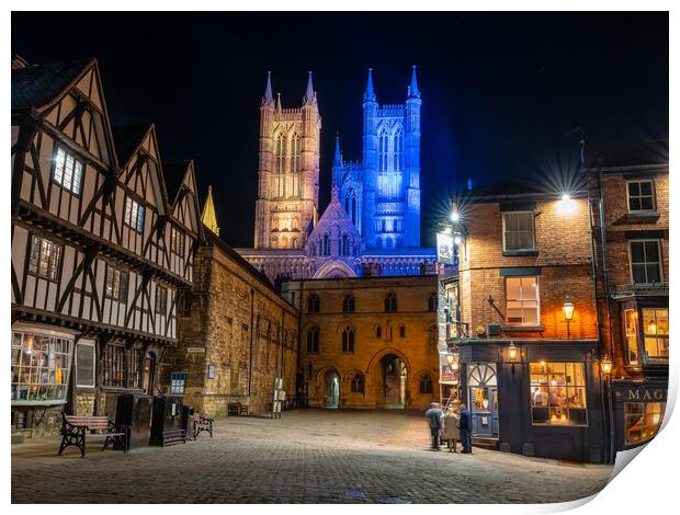 Lincoln Cathedral - Blue and Yellow Print by Andrew Scott