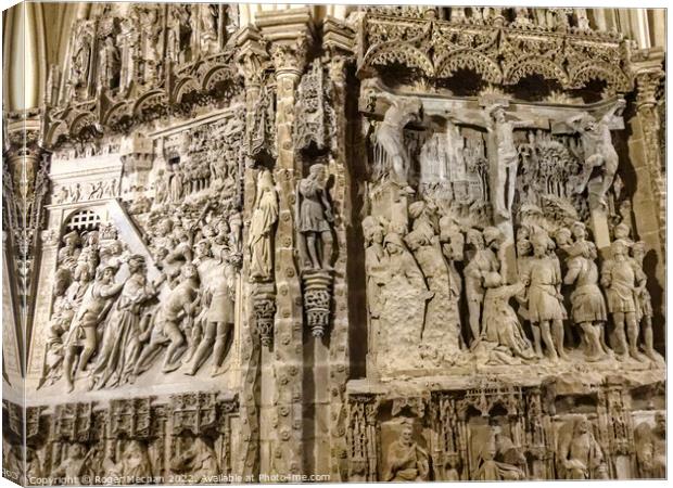 Exquisite Carved Crosses in Burgos Cathedral Canvas Print by Roger Mechan