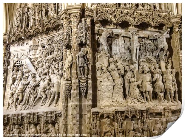 Exquisite Carved Crosses in Burgos Cathedral Print by Roger Mechan