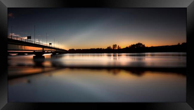 Sunset at the Loughor estuary Framed Print by Leighton Collins