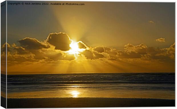 Sunset over Dunraven Bay Vale of Glamorgan Canvas Print by Nick Jenkins