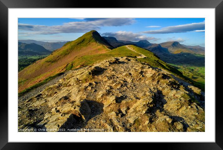 Catbells from Skelgill Bank in early light Framed Mounted Print by Chris Drabble