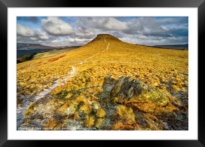 Crook Hill in Winter Framed Mounted Print by Chris Drabble
