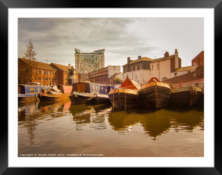 Birmingham canal Boats Framed Mounted Print by Travel and Pixels 