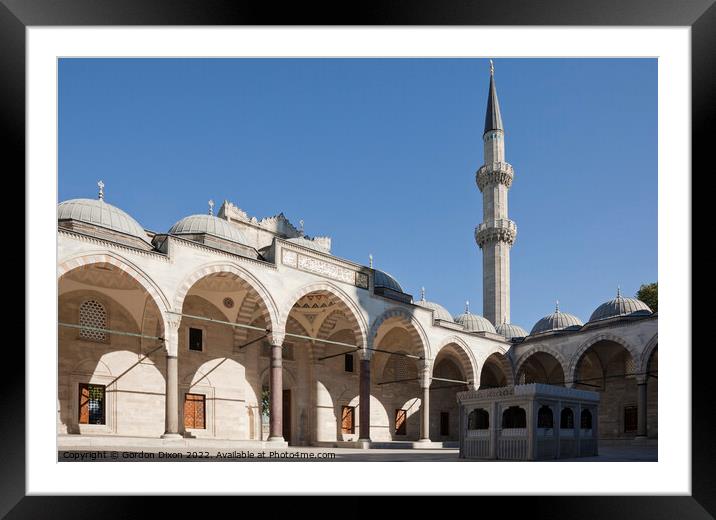 The courtyard of the magnificent Suleymaniye Mosque in Istanbul Framed Mounted Print by Gordon Dixon