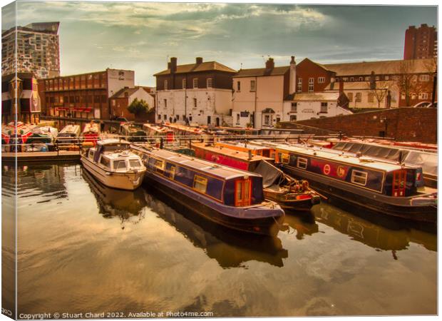 Birmingham Canal Boats Canvas Print by Travel and Pixels 