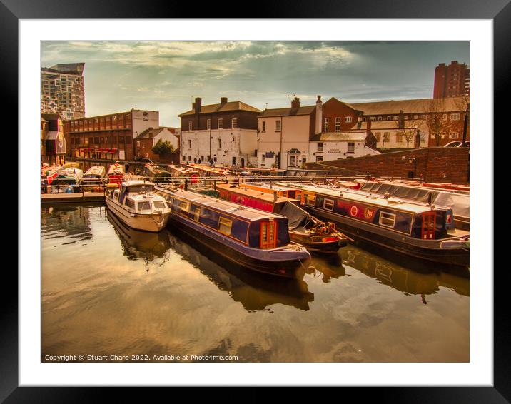 Birmingham Canal Boats Framed Mounted Print by Stuart Chard