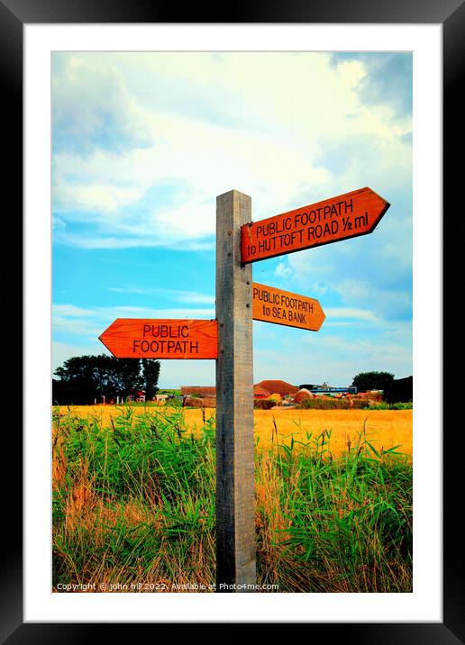 Countryside Signs in portrait. Framed Mounted Print by john hill