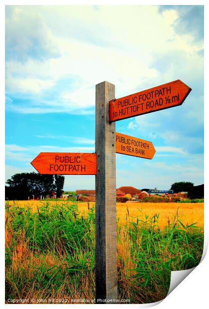 Countryside Signs in portrait. Print by john hill