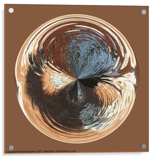 Spherical Glass Paperweight Double Vortex Acrylic by Robert Gipson