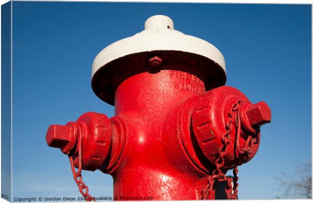 Bright red fire hydrant - Toledo, USA Canvas Print by Gordon Dixon