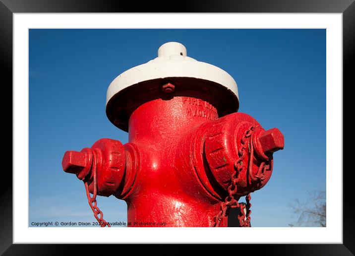 Bright red fire hydrant - Toledo, USA Framed Mounted Print by Gordon Dixon