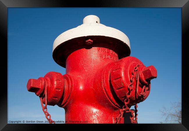 Bright red fire hydrant - Toledo, USA Framed Print by Gordon Dixon